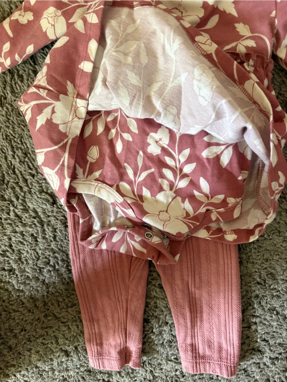 Toddler Floral Tunic with Pink Ribbed Leggings